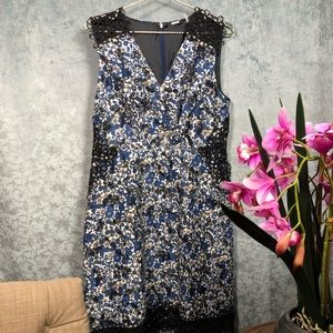 NWT Elie Tahari Wren Crochet Trim Dress blue ozone